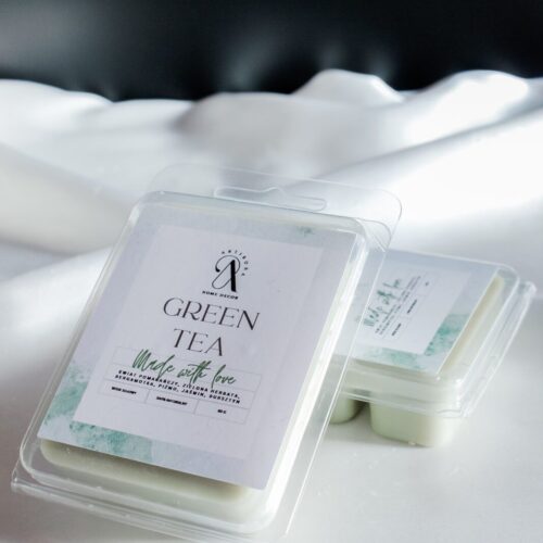 Wosk sojowy Green Tea o świeżym zapachu zielonej herbaty, idealny do kominka zapachowego, naturalny i ekologiczny.