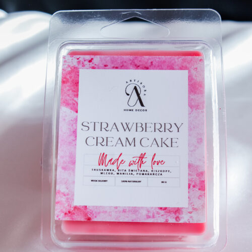 Wosk sojowy Strawberry Cream Cake – naturalny wosk zapachowy o aromacie truskawkowego ciasta.