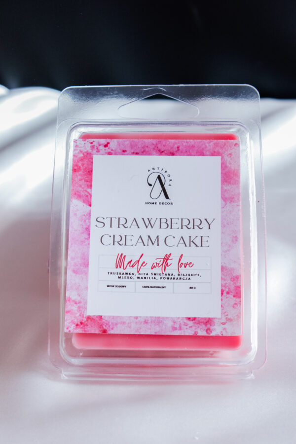 Wosk sojowy Strawberry Cream Cake – naturalny wosk zapachowy o aromacie truskawkowego ciasta.